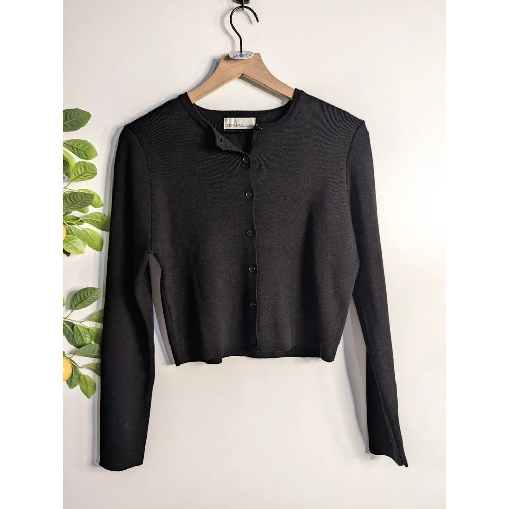 ZENANA Black Cardigan Sz M - Picture 1 of 2